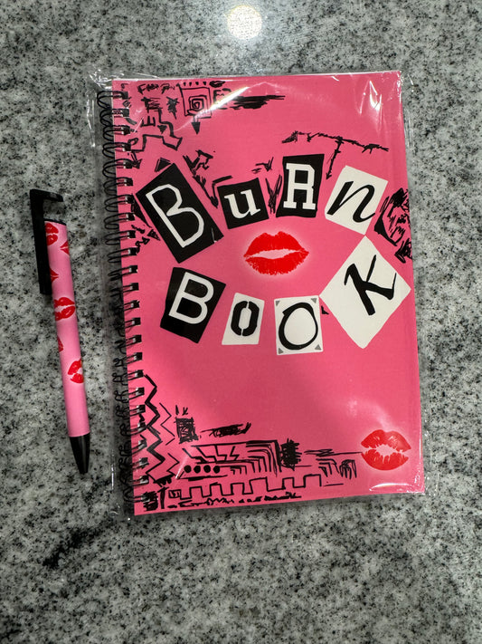 Burn book notebook and pen set