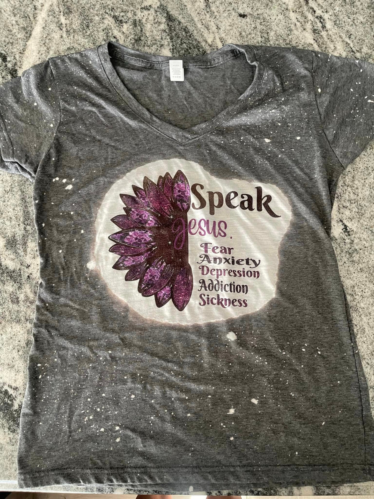 Bleached Speak Jesus prayer Tee Shirt